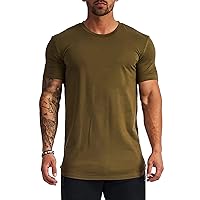 Moisture Wicking Athletic Tee Tops for Men Regular Fit Basic Solid Cotton T-Shirts Short Sleeve Round Neck Workout Shirts