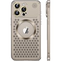 Case for iPhone 15 Pro with Metal Cooling Hollow Aromatherapy Case Anti-Scratch Aluminum Alloy (1,Gray)