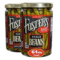 Foster's Pickled Green Beans- Red Pepper- 32oz (2 Pack) - Pickled Green Beans in a Jar - Traditional Pickled Vegetables Recipe for 30 years - Gluten Free- Spicy Pickled Green Beans- No Preservatives