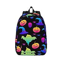 Rainbow Halloween Ghost Witch Hat Spiders Large Capacity Backpack, Men'S And Women'S Fashionable Travel Backpack, Leisure Work Bag,