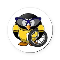 Round Coaster (Set of 4) Little Round Penguin - Cyclist in Yellow Jersey