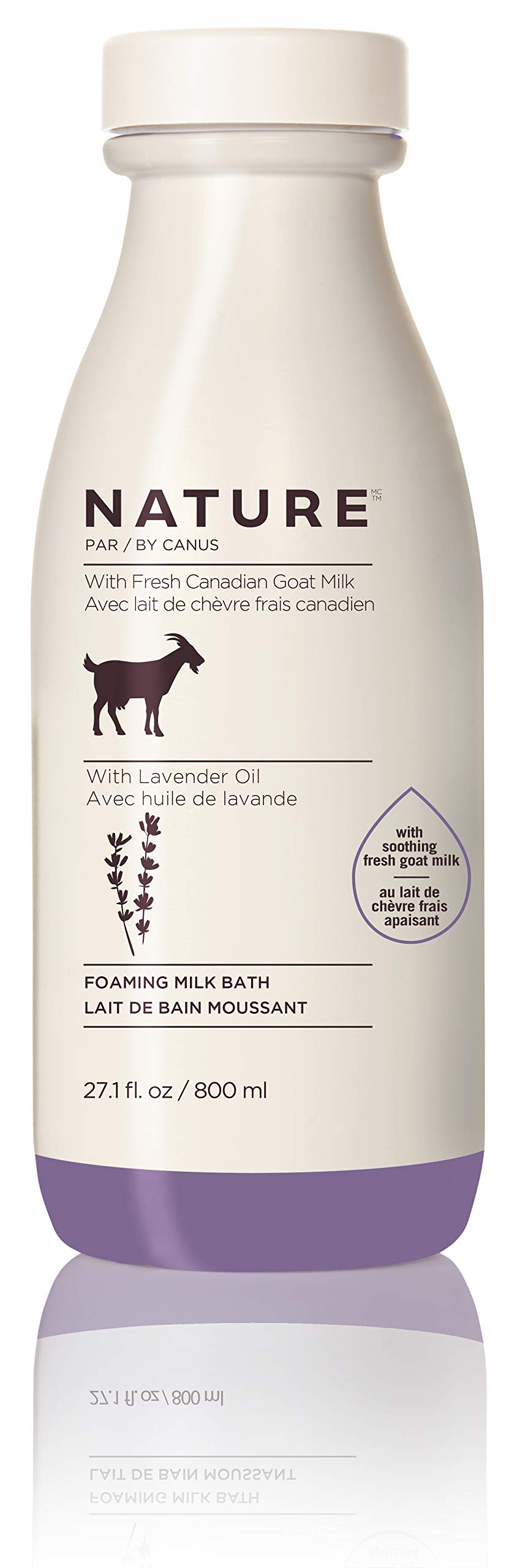 Nature by Canus Foaming Milk Bath With Smoothing Fresh Canadian Goat Milk Vitamin A B3 Potassium Zinc and Selenium, Lavender Oil, 27.1 Fl Oz