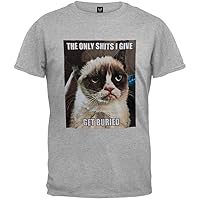 Grumpy Cat - Get Buried Soft T-Shirt - Large Grey