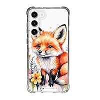 Cell Phone Case for Galaxy s21 s22 s23 Standard Plus + Ultra Models Watercolor Cute Baby Fox Animal Protective Bumper Foxes Animals Floral Design Slim Cover