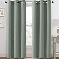 H.VERSAILTEX Blackout Curtains for Bedroom Thermal Insulated Room Darkening Living Room Curtains 84 Inch Long Grommet Privacy Protection Window Curtain Panels/Drapes for Nursery,2 Panels,Light Sage