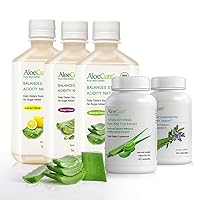 AloeCure Organic Aloe Vera Juice & Aloe Capsules - 5 Pack - Grape, Natural, Lemon Flavor Juice, Aloe Capsules, VeraFlex
