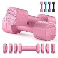 Adjustable Dumbbell Set of 2, 4 in 1 Free Weights Dumbbells Set for Women, 5lb Dumbbells Set of 2, Each 2lb 3lb 4lb 5lb with TPU Soft Rubber Handle for Home Gym Exercise Training