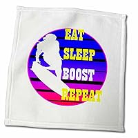 3dRose Eat Sleep Boost Repeat Kitesufer with Purple Blue Retro Sunset - Towels (twl-371452-3)