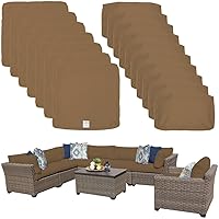 ClawsCover 17Pack Outdoor Seat and Back Cushions Replacement Covers Fit for 8 Pieces 7-Seater Wicker Rattan Patio Furniture Conversation Set Sectional Couch,Taupe-Include Cover Only