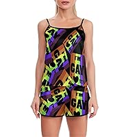 Gay Pride Love It Pajamas Set for Women Spaghetti Strap Top And Shorts 2 Piece Sleeveless Lounge Sets