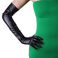 Women Long Leather Opera Gloves Evening Party Costume Faux Leather Cosplay Dress Accessories 24 inches