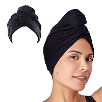 Microfiber Hair Drying Towel- 1pcs Super Absorbent Hair Towel Wrap,Microfiber Hair Towel Wrap for Women,Quick Dry Hair Turban Towel for All Hair Types,9.8X25.6in Black