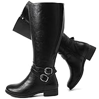 Luoika Women's Extra Wide Calf Knee High Boots, Wide Width Plus Size Boots Low Heel Side Zipper Tall Boots