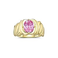 Rylos 14K Yellow Gold Ring Solitaire 9X7MM Oval Gemstone with Satin Finish Band Color Stone Birthstone Jewelry for Women Sizes 5-13