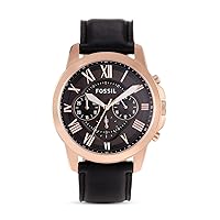 Fossil Men's FS5085 Grant Chronograph Stainless Steel Watch With Black Leather Band