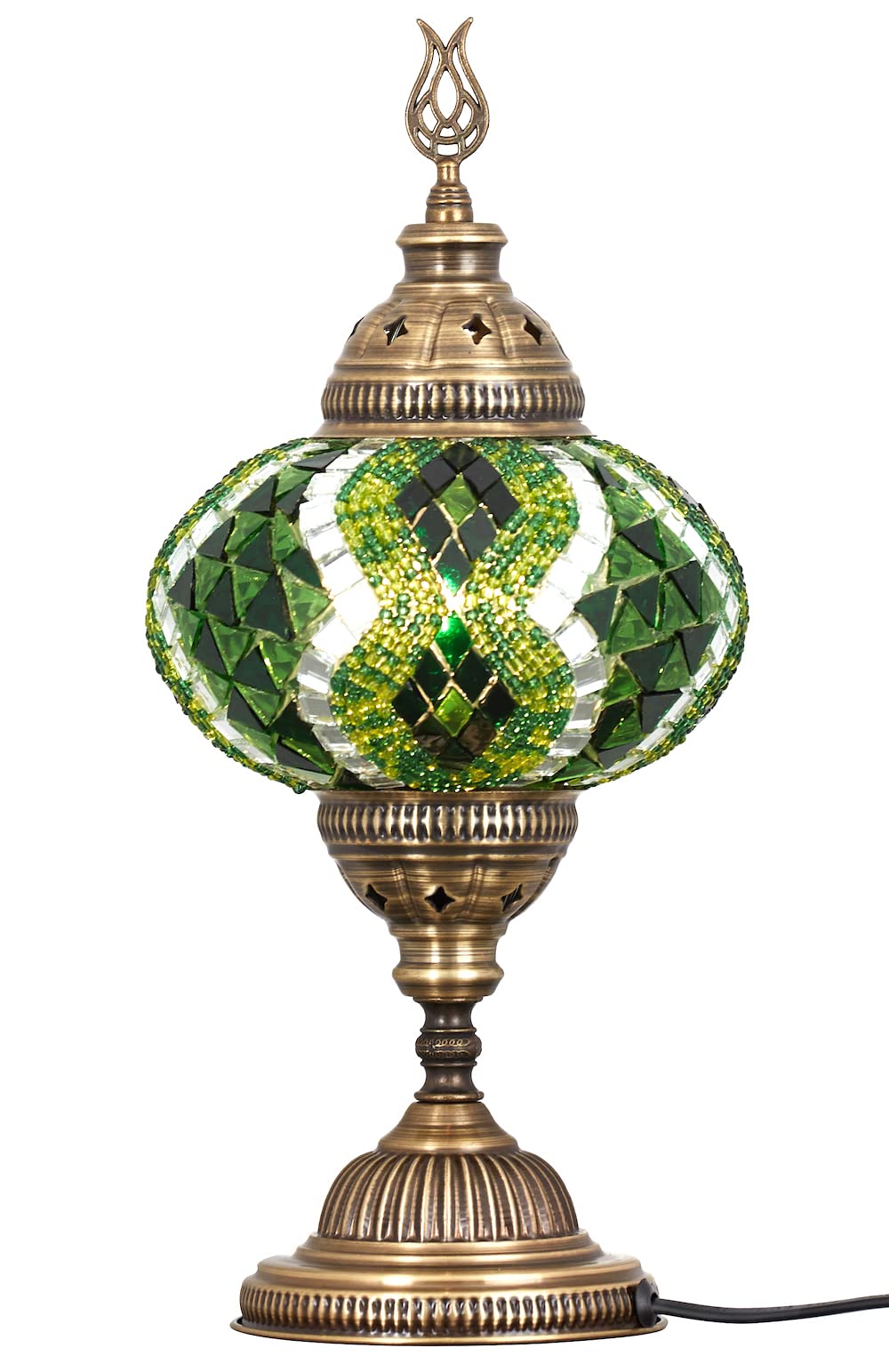 DEMMEX Turkish Moroccan Mosaic Table Bedside Night Lamp, Tiffany Style Colorful Handmade Glass Mosaics Unique Oriental Exotic Table Lamp, 6.5