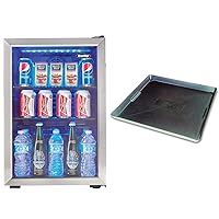 Danby DBC026A1BSSDB 95 Can Beverage Center, 2.6 Cu.Ft Refrigerator, Water, Black/Stainless-Steel & WirthCo 40092 Funnel King Drip Tray - Black Plastic 22 x 22 x 1.5 Inches