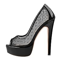 LISHAN Women's Platform 5.9in Super High Heels Pumps Slip On Pointed Toe Sandals