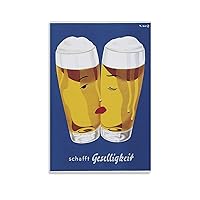 Art Cartoon Creative Poster Beer Mug with Two Faces on Office Bathroom Painting Wall Decoration Canvas Painting Posters And Prints Wall Art Pictures for Living Room Bedroom Decor 24x36inch(60x90cm) U