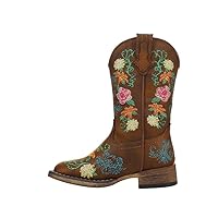 ROPER Kids Girls Bailey Floral Square Toe Casual Boots Mid Calf - Brown