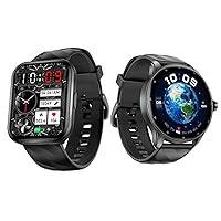 Smart Watches Kit (GW5 PRO Black & KU6 Black), Answer/Make Call & Voice Assistant, Black, Activity Trackers