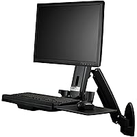 Wall Mount Workstation - Articulating Full Motion Standing Desk with Ergonomic Height Adjustable Monitor & Keyboard Tray Arm-Mouse - VESA Display (WALLSTS1), black, 19.7