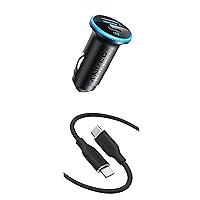 USB C Car Charger Adapter(52.5W), Anker 323 Compact Car Phone Charger with USB C Charger 33W, Anker 323 Charger, 2 Port Compact Charger with USB-C to USB-C Cable