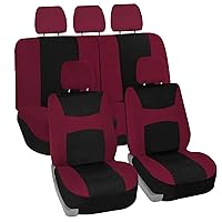 FH Group Car Seat Covers Full Set Cloth - Universal Fit, Automotive Seat Covers, Low Back Front Seat Covers,Airbag Compatible,Split Bench Rear Seat,Car Seat Cover for SUV, Sedan, Van Burgundy