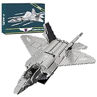 1837Pcs Military Series F-22 Raptor Fighter Aircraft DIY Building Blocks Kit, Aircraft Bricks Model Educational Building Bricks, Adult Collectible Model Plane Kits