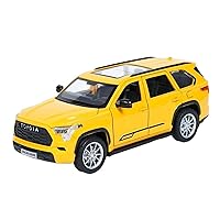 Scale Model Vehicles 1:24 for Toyota Sequoia SUV Scale Model Car Sound and Light Toy Car Alloy Die-cast Vehicle Gift Diecast Model (Color : Yellow)