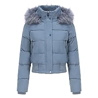 Puffer Jackets Womens Winter Coats with Fur Hood Warm Outwear Thicken Quilted Jacket Short Down Coat Abrigos Mujer