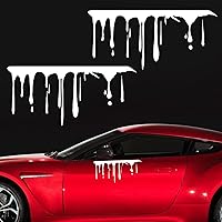 2 PCS Car Blood Dripping Graffiti Stickers,red Flowing Blood Bloody Horror Funny Decal Sticker, Personalized Scary Blood-Stained Funny Decorative Decals,Universal for Most Cars (White)