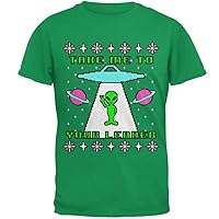 Alien Take Me to Your Leader Ugly Christmas Sweater Mens T Shirt Irish Green LG