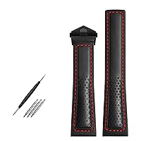 Cow Leather Watch Strap 22mm Watchband For tag Heuer Fiyta Tissot Watch Band Red Stitches Genuine Leather Bracelet