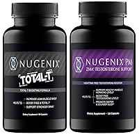 Total-T Free and Total Testosterone Booster for Men & Nugenix PM ZMA Nighttime Support Bundle
