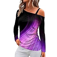 Cold Shoulder Tops for Women,Spring Casual Print Fitted Long Sleeve Shirt Women Fashion Tunic Womens Sexy Tops