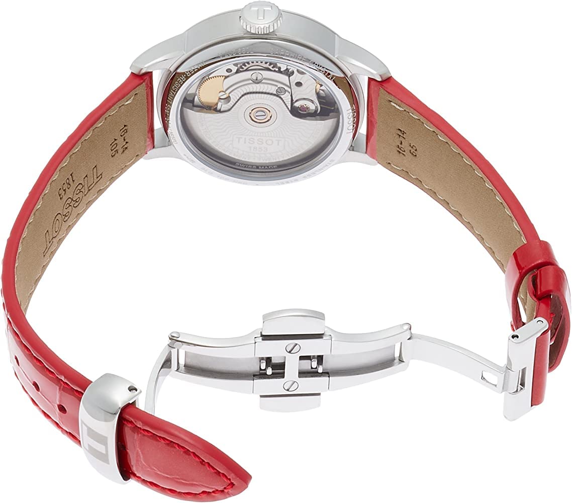 Tissot womens Tissot Chemin des Tourelles Powermatic 80 Lady 316L stainless steel case Automatic Watch, Red, Leather, 16 (T0992071611800)