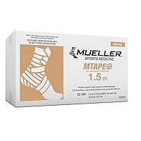 MUELLER MTape Rolls, Quality Athletic Tape for All Sports Medicine Applications, Easy to Tear & Effective Taping, 1-1/2