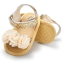 Timatego Infant Baby Girls Summer Sandals with Flower Soft Sole Newborn Toddler First Walker Crib Dress Shoes