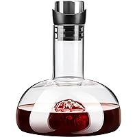 PARACITY Iceberg Wine Decanter with Aerator, Red Wine Carafe, 41oz Wine Decanter Set with Lid, Valentines Day Gifts for Him, Hand Blown Lead-free Wine Decanter with Aerator, Wine Aerator