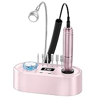 Electric Nail Drill Machine, 40000RPM Professional Efile Nail Drill Kit for Gel Acrylic Nails,High Speed Low Vibration Low Heat Nail Grinding with LED Light, 7 Bits, F/R Rotation, LCD Screen (Pink)