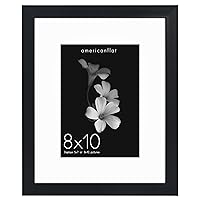 Americanflat 8x10 Picture Frame in Black - Use as 5x7 Picture Frame with Mat or 8x10 Frame Without Mat - Deep Molding Frame with Shatter Resistant Glass, Built-in Easel, and Hanging Hardware Included
