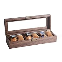 Leather 6-Slot Household Watch Box, Large-Capacity Multi-Function Compartment Jewelry Storage Box Flip Cover Watch Case 0104B