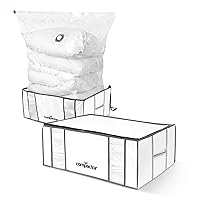 COMPACTOR Semi-Rigid Vacuum Storage Bag, Polypropilene + Nylon Space Saver Vacuum Storage Bag, Cube Storage Organizer for Wardrobe Organizing Moving with White Semi-Rigid Box (XX-Large, White | LIFE)