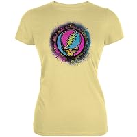 Grateful Dead - Womens Splatter SYF Butter Juniors T-Shirt Medium Yellow