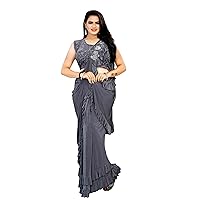 Indian Fancy Pre Pleated One Minute Ruffled Saree Ready To Wear Sari 6185
