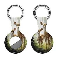 Deer Mama and Little Silicone Case for Airtags with Keychain Protective Cover Airtag Finder Tracker Holder Accessories