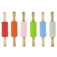 6 Pack Mini Small Rolling Pin for Kids, 9 Inch Kids Rolling Pin Wooden Handle (6 Pack 6 Colors)