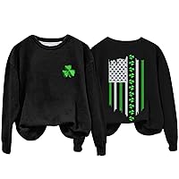 Womens Casual Tunic Tops St. Patrick's Day Long Sleeve Holiday Tunic Tops Casual Clover Graphic Crew Neck Blouse Shirt