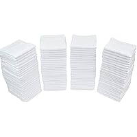 79428 Cotton Washcloths, Pack of 100, 12” x 12”, White